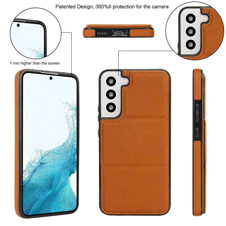 For Samsung Galaxy S22 5G Tri-fold Holder Leather Phone Case with Card Slot