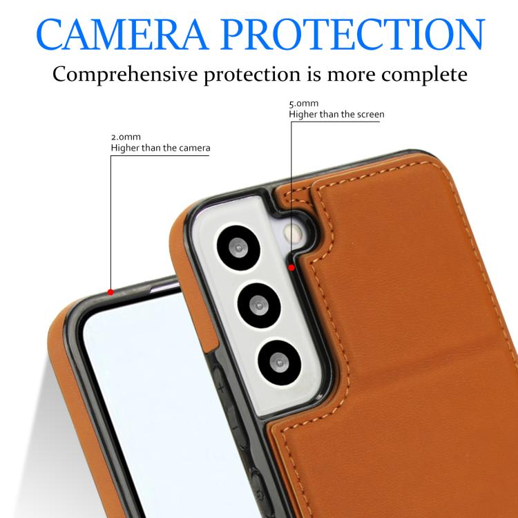 For Samsung Galaxy S22 5G Tri-fold Holder Leather Phone Case with Card Slot