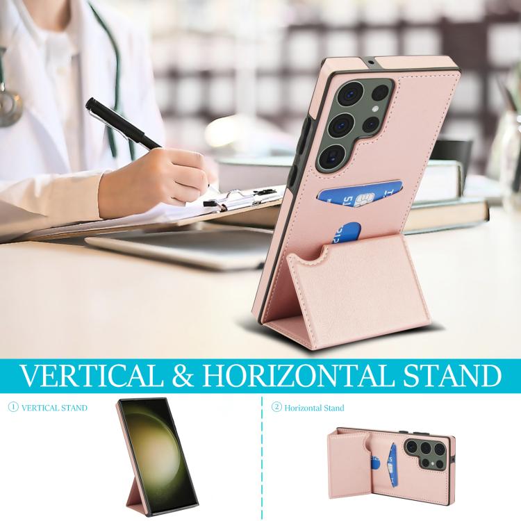 For Samsung Galaxy S23 Ultra 5G Tri-fold Holder Leather Phone Case with Card Slot