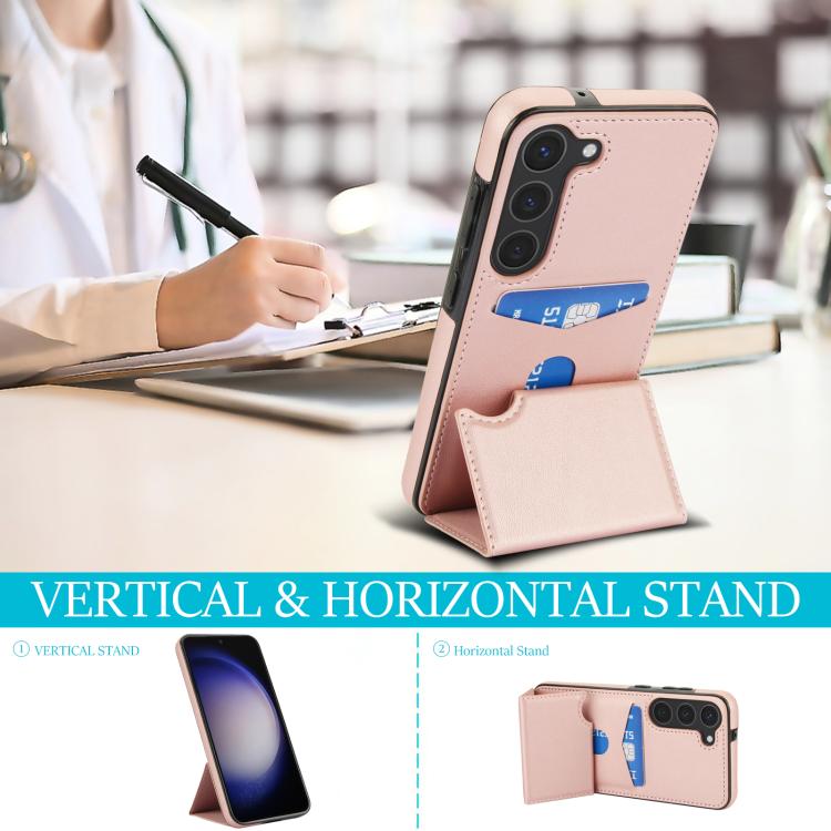 For Samsung Galaxy S23+ 5G Tri-fold Holder Leather Phone Case with Card Slot