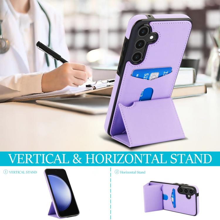For Samsung Galaxy S23 FE 5G Tri-fold Holder Leather Phone Case with Card Slot