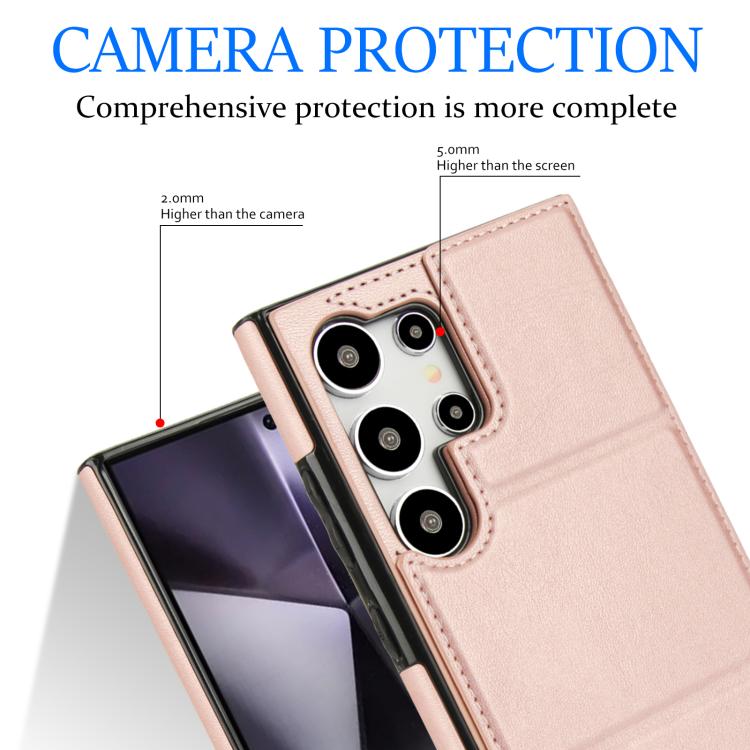 For Samsung Galaxy S24 Ultra 5G Tri-fold Holder Leather Phone Case with Card Slot