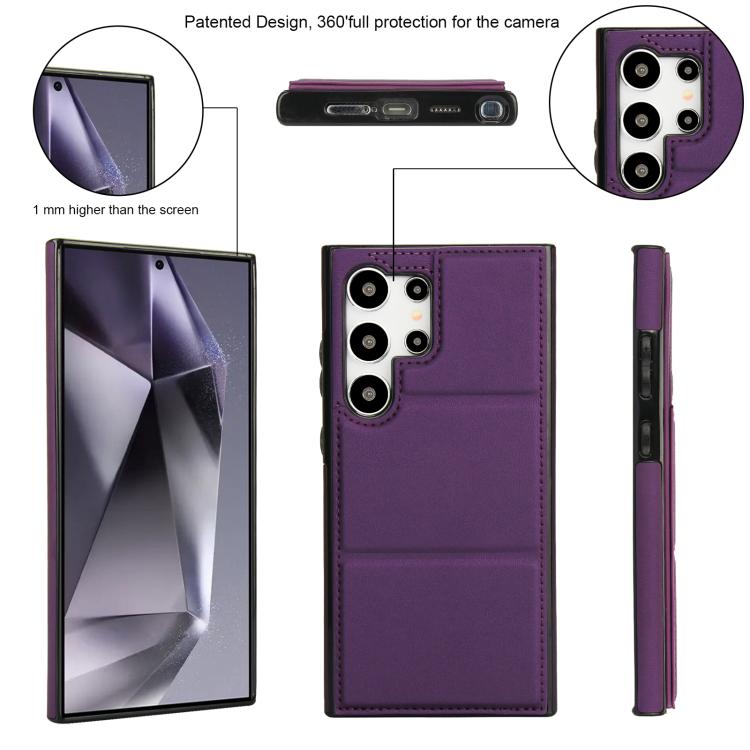 For Samsung Galaxy S24 Ultra 5G Tri-fold Holder Leather Phone Case with Card Slot