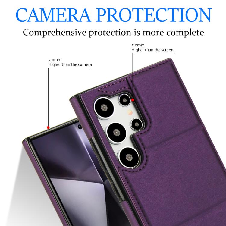For Samsung Galaxy S24 Ultra 5G Tri-fold Holder Leather Phone Case with Card Slot