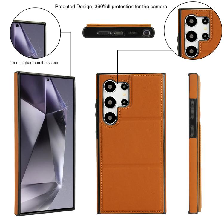For Samsung Galaxy S24 Ultra 5G Tri-fold Holder Leather Phone Case with Card Slot