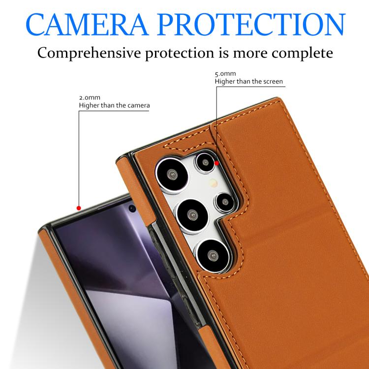 For Samsung Galaxy S24 Ultra 5G Tri-fold Holder Leather Phone Case with Card Slot