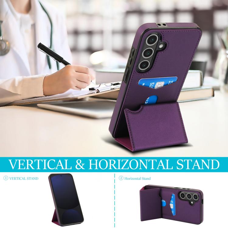 For Samsung Galaxy S24 5G Tri-fold Holder Leather Phone Case with Card Slot