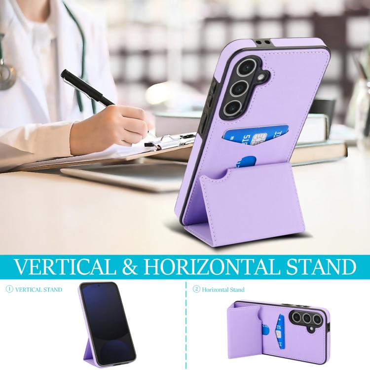 For Samsung Galaxy S24 5G Tri-fold Holder Leather Phone Case with Card Slot