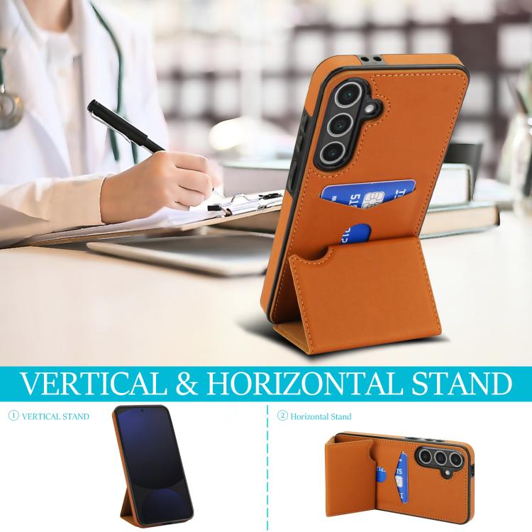 For Samsung Galaxy S24 FE 5G Tri-fold Holder Leather Phone Case with Card Slot