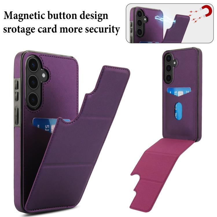 For Samsung Galaxy S25+ 5G Tri-fold Holder Leather Phone Case with Card Slot