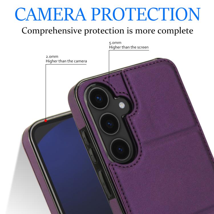 For Samsung Galaxy S25+ 5G Tri-fold Holder Leather Phone Case with Card Slot