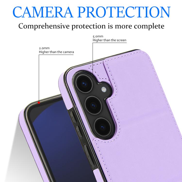 For Samsung Galaxy S25+ 5G Tri-fold Holder Leather Phone Case with Card Slot