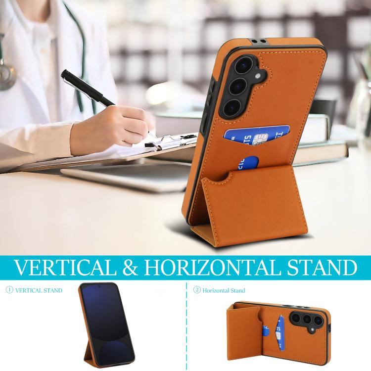 For Samsung Galaxy S25+ 5G Tri-fold Holder Leather Phone Case with Card Slot