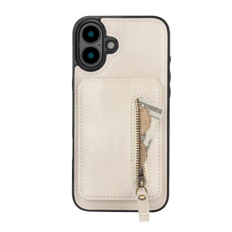 For iPhone 16 Plus Zipper Wallet Split MagSafe Leather Back Phone Case