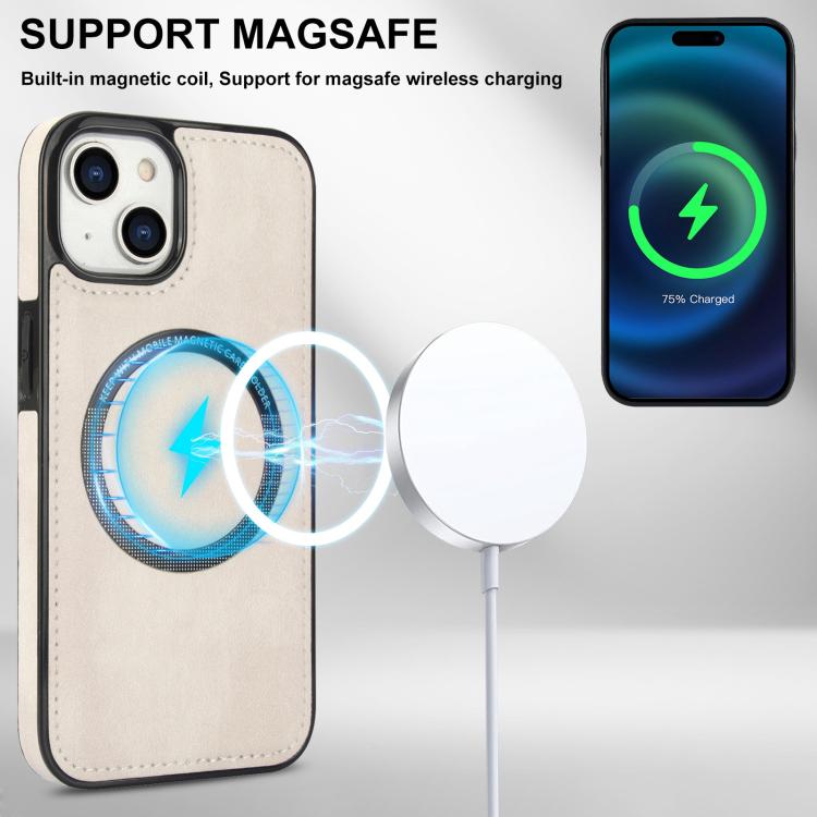For iPhone 15 Zipper Wallet Split MagSafe Leather Back Phone Case