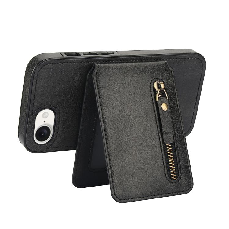 For iPhone 7 / 8 / SE 2022 Zipper Wallet Split MagSafe Leather Back Phone Case