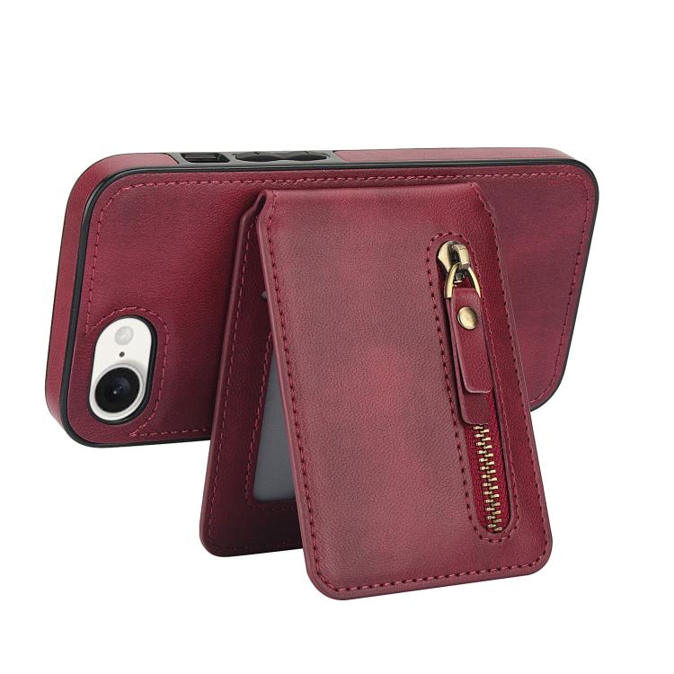 For iPhone 7 / 8 / SE 2022 Zipper Wallet Split MagSafe Leather Back Phone Case