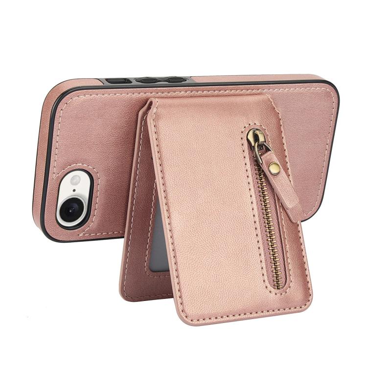 For iPhone 7 / 8 / SE 2022 Zipper Wallet Split MagSafe Leather Back Phone Case