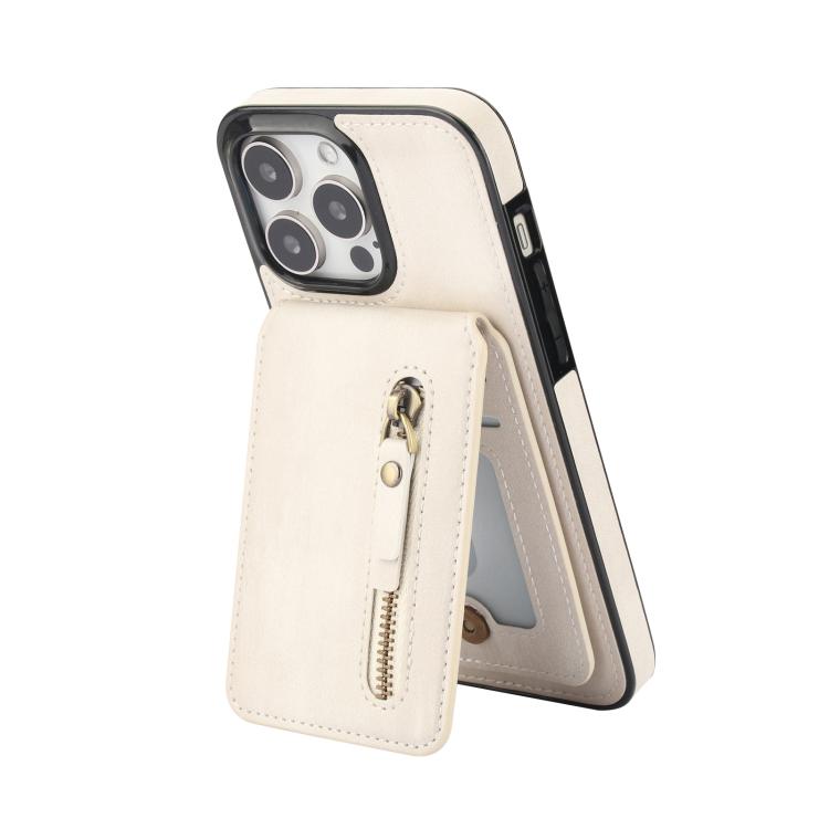 For iPhone 13 Pro Max Zipper Wallet Split MagSafe Leather Back Phone Case