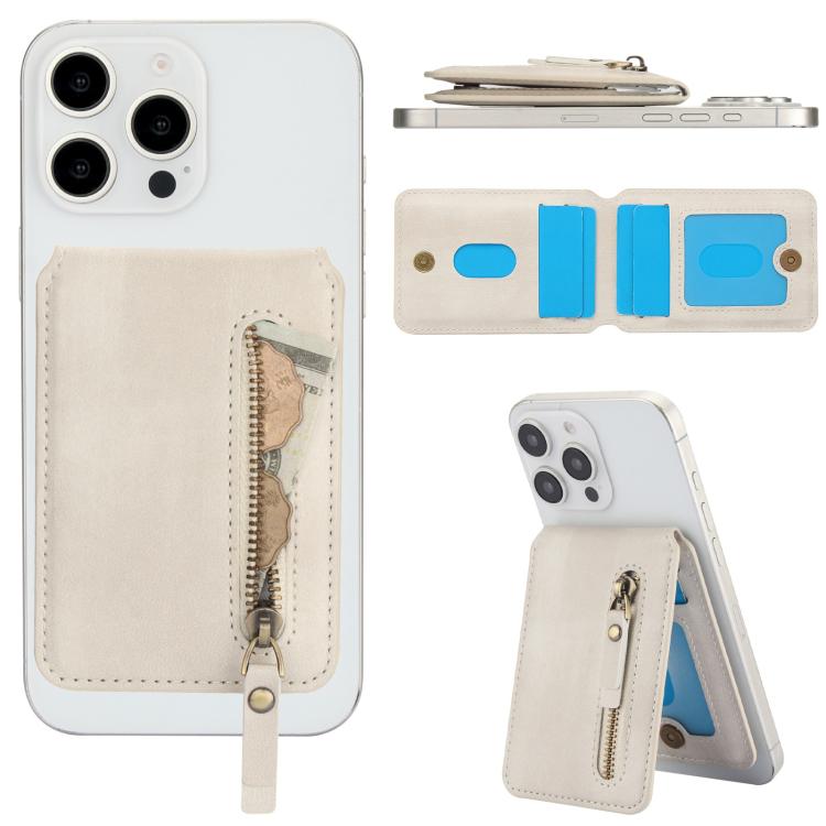 For iPhone 13 Pro Max Zipper Wallet Split MagSafe Leather Back Phone Case