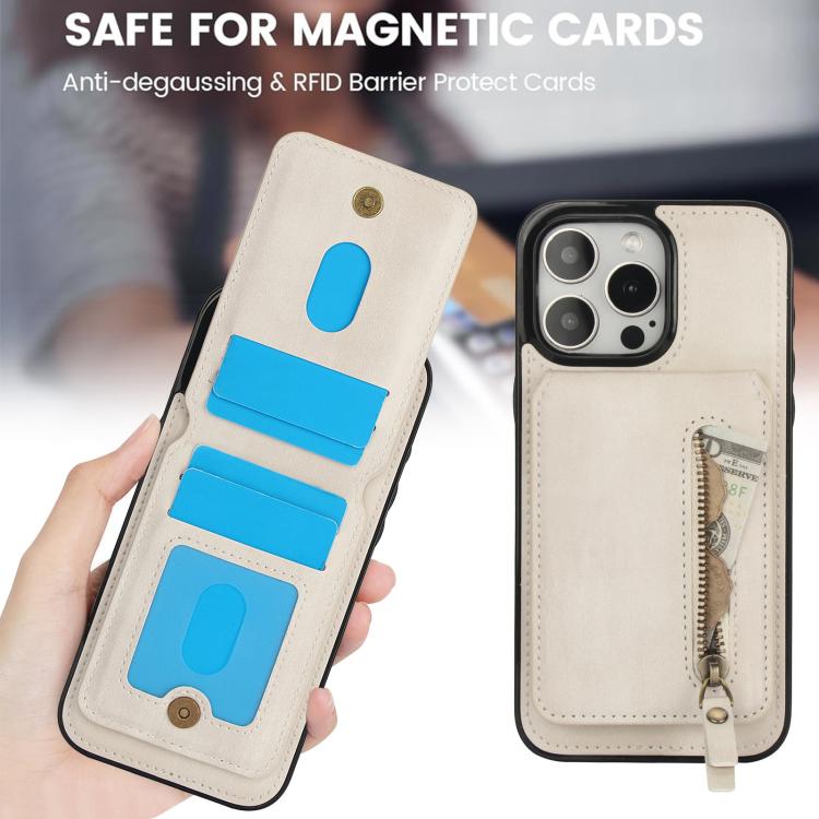 For iPhone 13 Pro Max Zipper Wallet Split MagSafe Leather Back Phone Case
