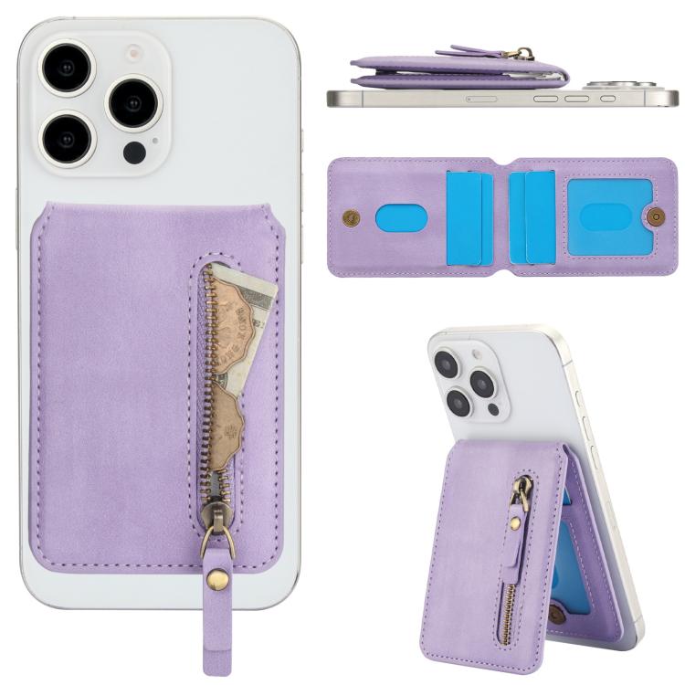 For iPhone 12 Pro Max Zipper Wallet Split MagSafe Leather Back Phone Case