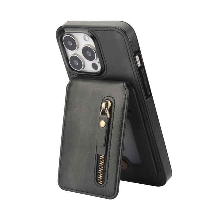 For iPhone 11 Pro Max Zipper Wallet Split MagSafe Leather Back Phone Case