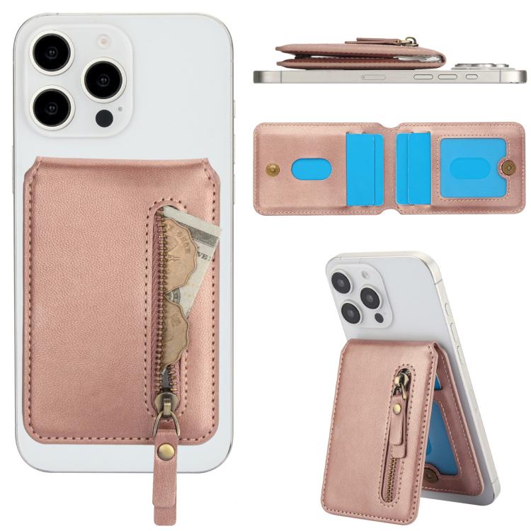 For iPhone 11 Pro Max Zipper Wallet Split MagSafe Leather Back Phone Case