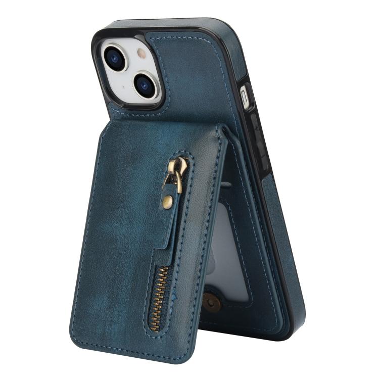 For iPhone 11 Zipper Wallet Split MagSafe Leather Back Phone Case