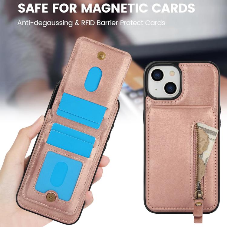 For iPhone 11 Zipper Wallet Split MagSafe Leather Back Phone Case