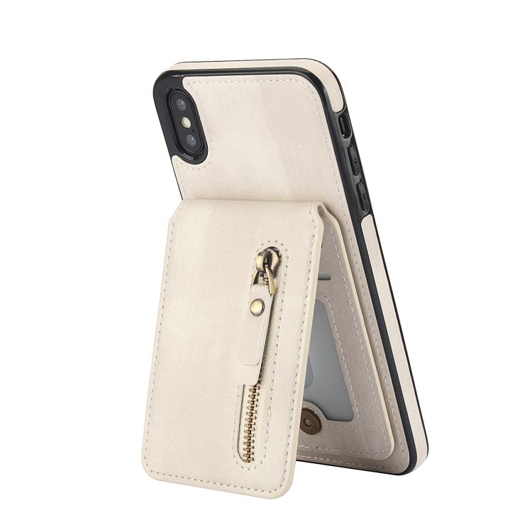For iPhone XS Max Zipper Wallet Split MagSafe Leather Back Phone Case