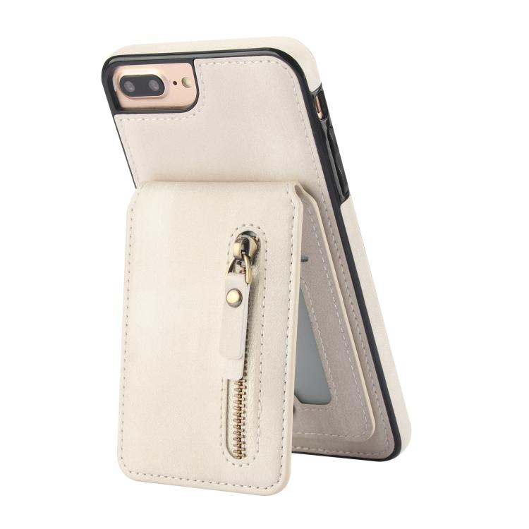 For iPhone 7 Plus / 8 Plus Zipper Wallet Split MagSafe Leather Back Phone Case