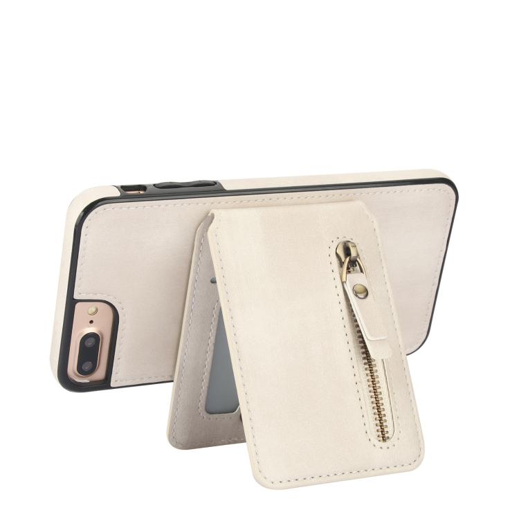 For iPhone 7 Plus / 8 Plus Zipper Wallet Split MagSafe Leather Back Phone Case