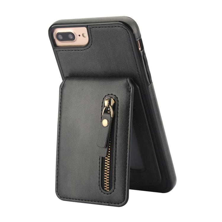 For iPhone 7 Plus / 8 Plus Zipper Wallet Split MagSafe Leather Back Phone Case