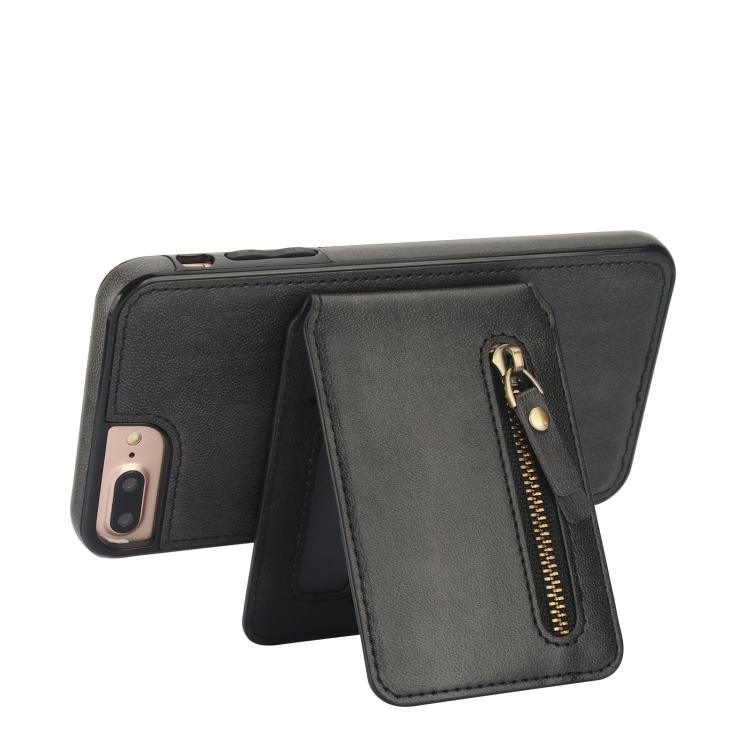 For iPhone 7 Plus / 8 Plus Zipper Wallet Split MagSafe Leather Back Phone Case
