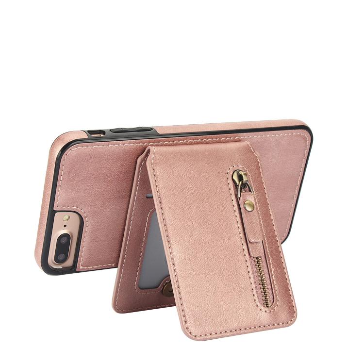 For iPhone 7 Plus / 8 Plus Zipper Wallet Split MagSafe Leather Back Phone Case