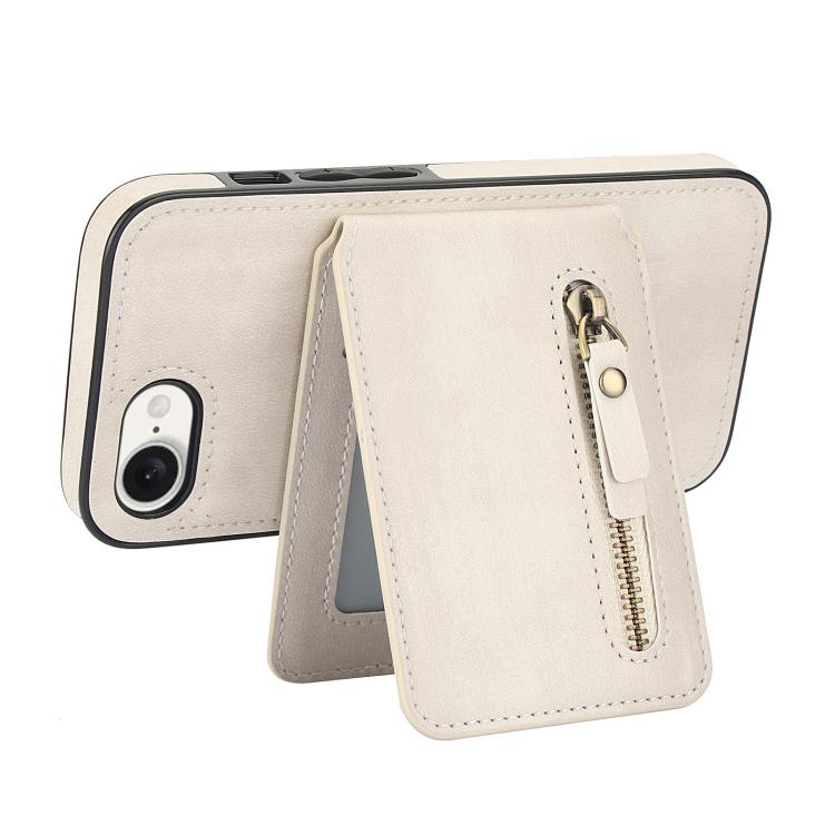For iPhone 17e / 16e Zipper Wallet Split MagSafe Leather Back Phone Case