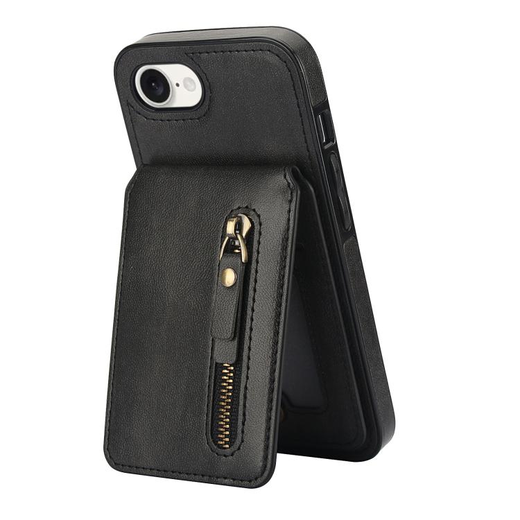 For iPhone 17e / 16e Zipper Wallet Split MagSafe Leather Back Phone Case
