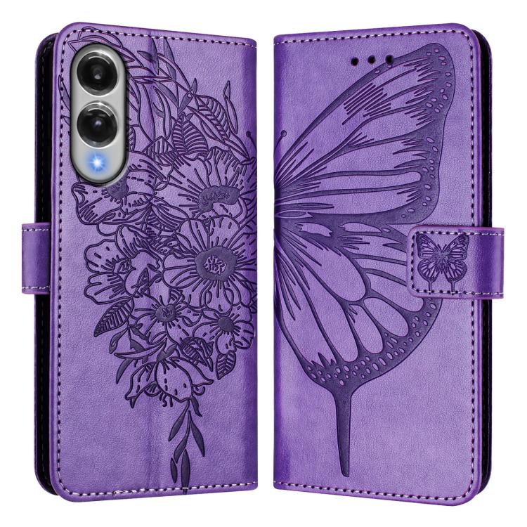 For Samsung Galaxy S25 Edge 5G Embossed Butterfly Leather Phone Case