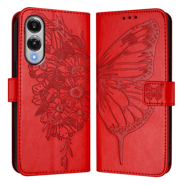 For Samsung Galaxy S25 Edge 5G Embossed Butterfly Leather Phone Case