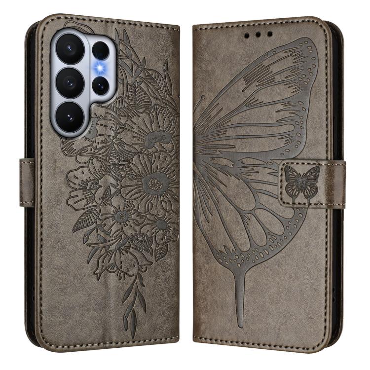 For Samsung Galaxy S26 Ultra 5G Embossed Butterfly Leather Phone Case