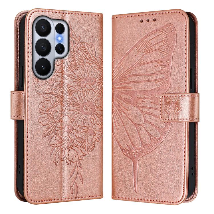 For Samsung Galaxy S26 Ultra 5G Embossed Butterfly Leather Phone Case