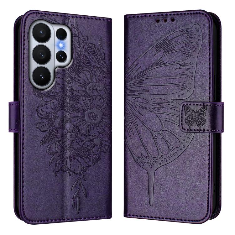 For Samsung Galaxy S26 Ultra 5G Embossed Butterfly Leather Phone Case