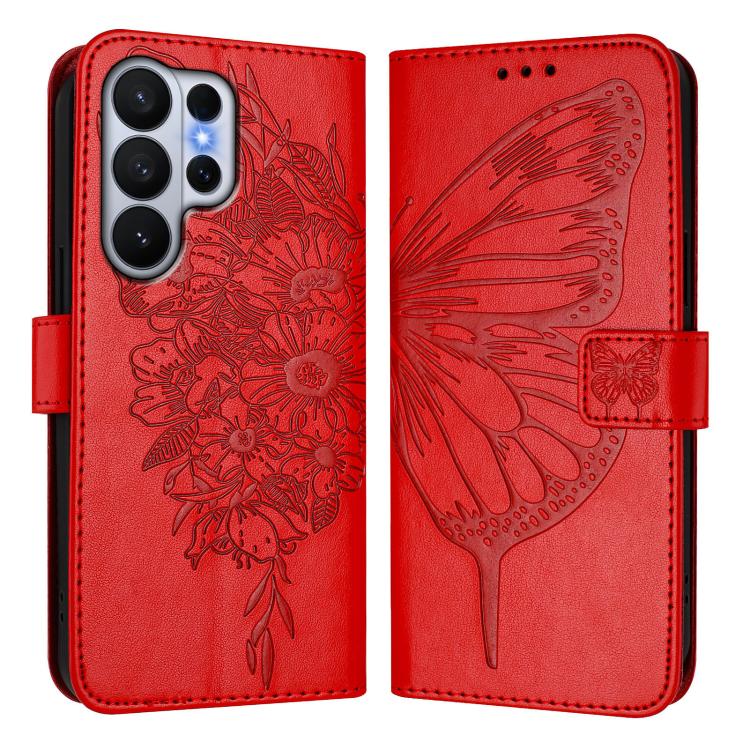 For Samsung Galaxy S26 Ultra 5G Embossed Butterfly Leather Phone Case
