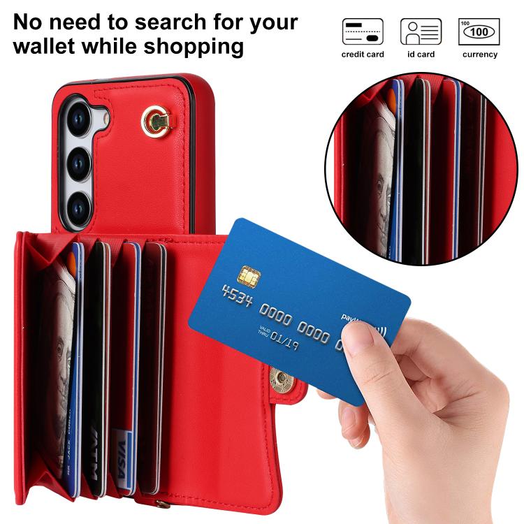 For Samsung Galaxy S24 5G RFID Card Slot Phone Case with Long Lanyard