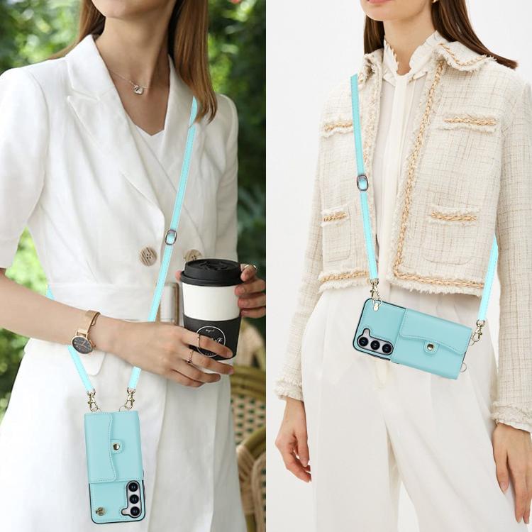 For Samsung Galaxy S24 5G RFID Card Slot Phone Case with Long Lanyard