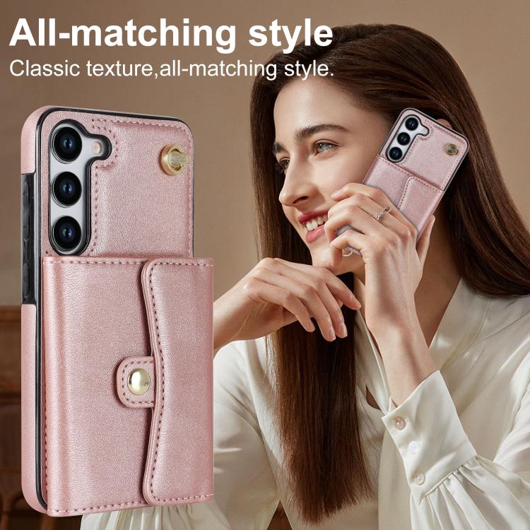 For Samsung Galaxy S24 5G RFID Card Slot Phone Case with Long Lanyard