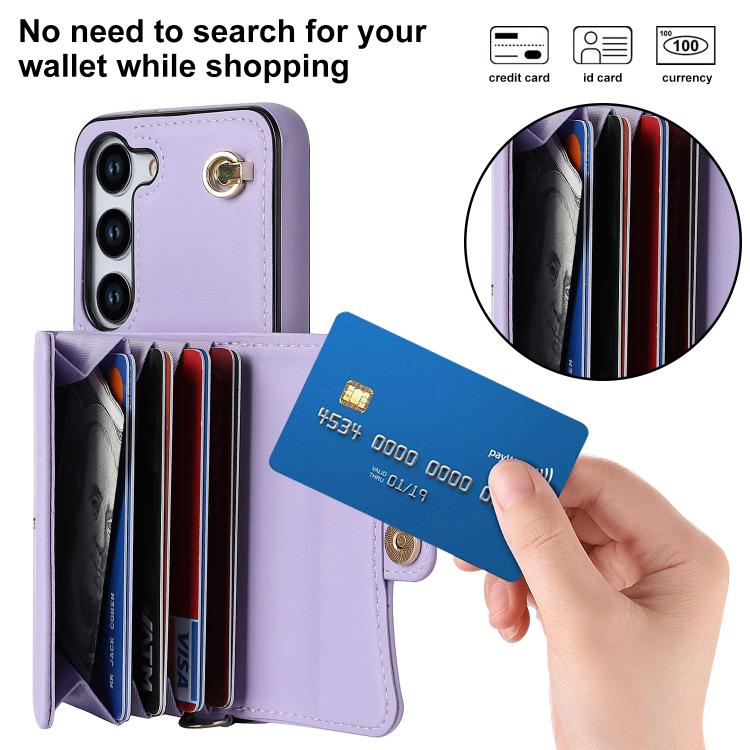 For Samsung Galaxy S24 5G RFID Card Slot Phone Case with Long Lanyard