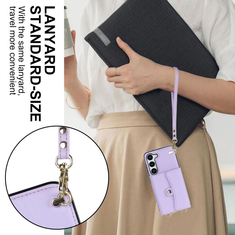 For Samsung Galaxy S24 5G RFID Card Slot Phone Case with Long Lanyard