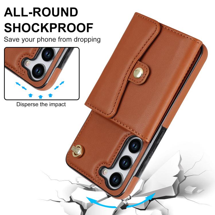 For Samsung Galaxy S24 5G RFID Card Slot Phone Case with Long Lanyard